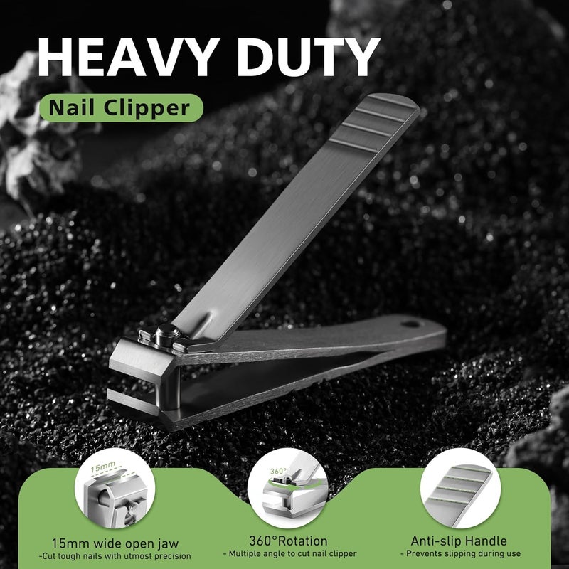 Baluca Heavy Duty Straight Blade Nail Clippers for Thick Toenails, Professional Stainless Steel Fingernail Toenail Clippers Trimmers - Thick Wide Jaw Toe Nail Clippings for Seniors, Men & Women - Silver - Image 4